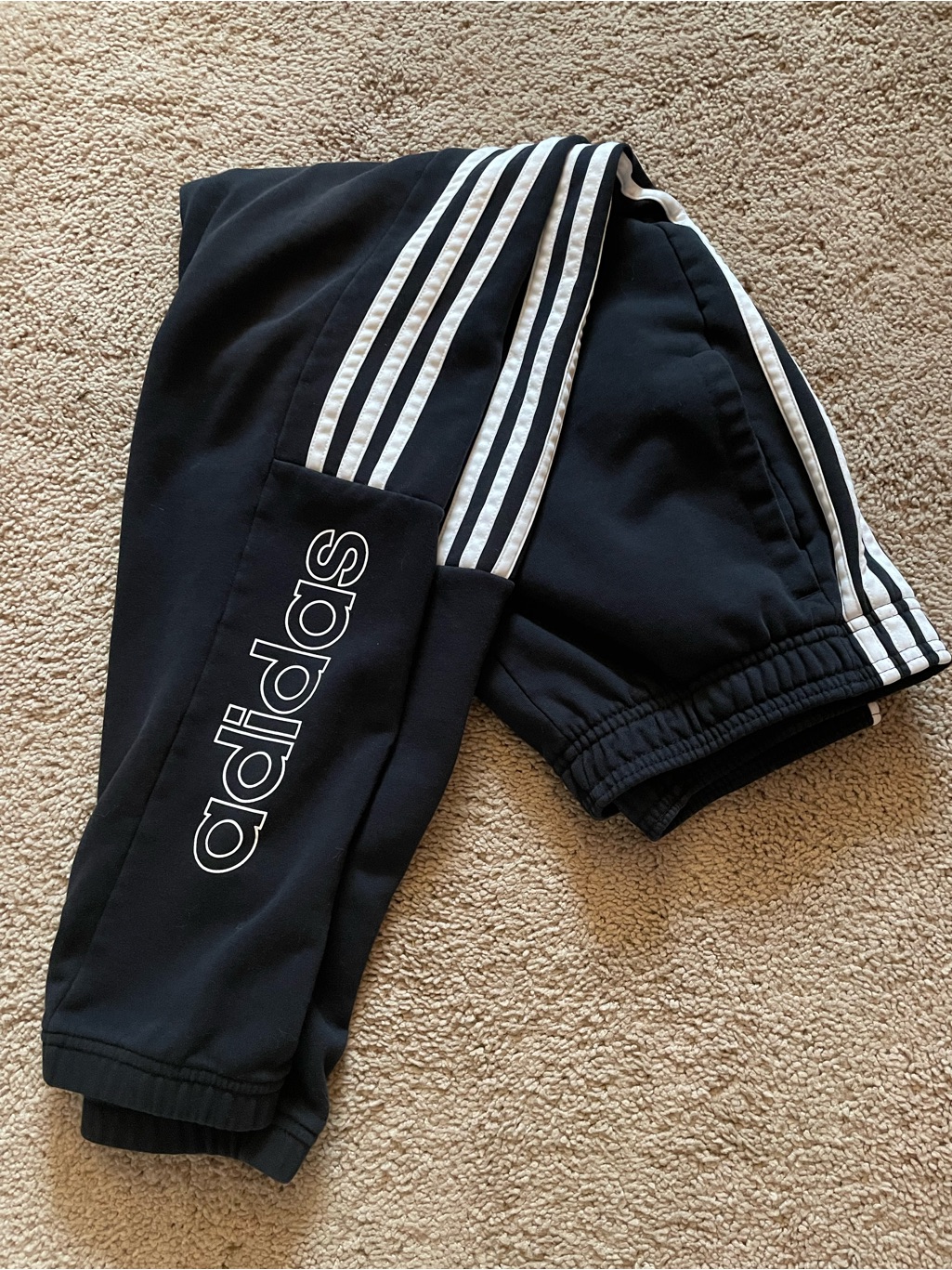 Adidas Black Jogger Sweats With White Signature 3Stripes